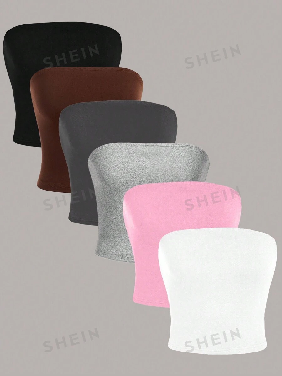 SHEIN Essnce 6 bucăți casual, minimaliste, sexy, topuri de vară pentru doamne