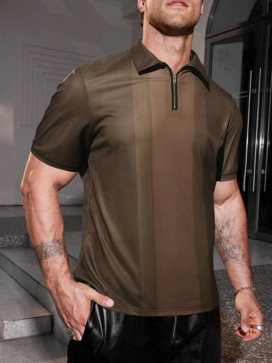 Manfinity Homme Camisa polo de manga corta y bloque de color casual para hombres en verano