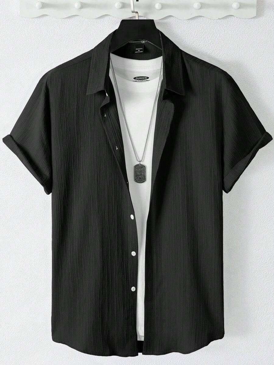 Manfinity Hypemode Chemise d'été décontractée pour hommes, à manches courtes et de couleur unie