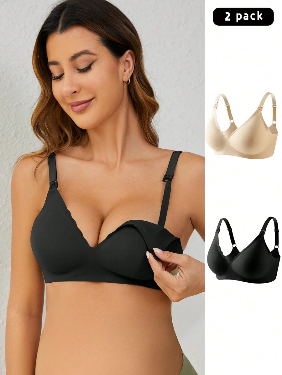 Set di 2 reggiseni per biancheria intima abbinata a tinta unita per donne in gravidanza