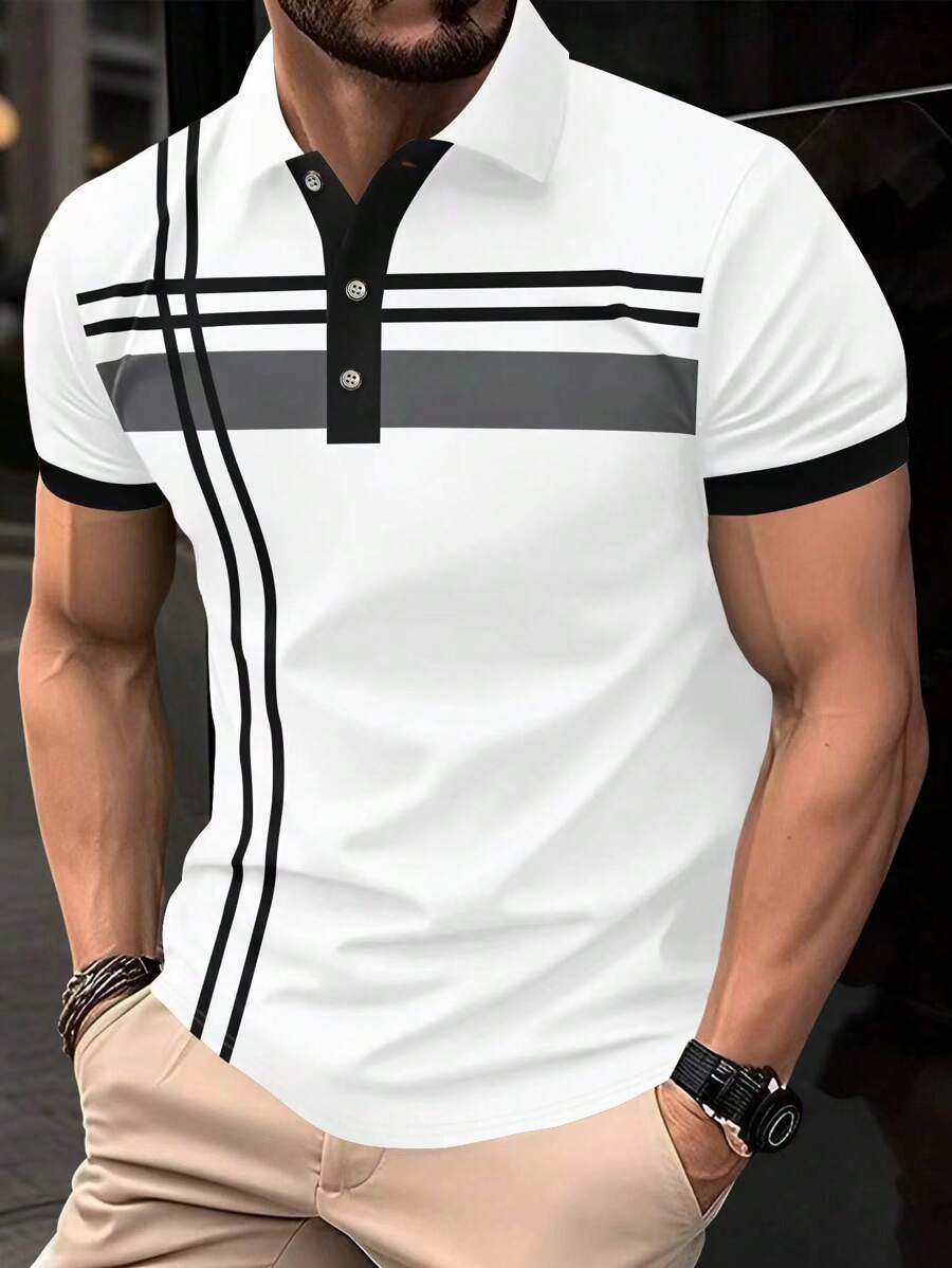 Manfinity Mode Camisa de polo para hombre con diseño clásico y elegante de línea