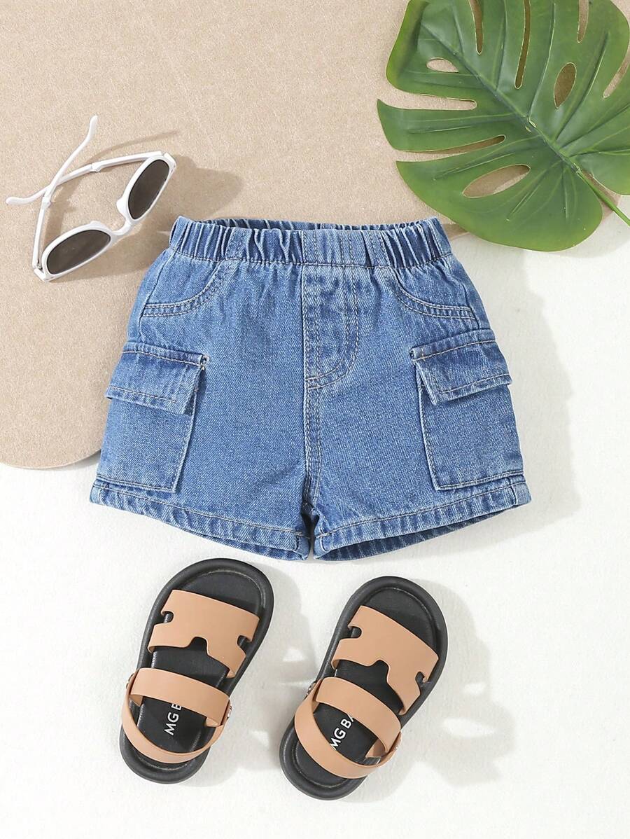Baby Boy Casual Comfortable Utility Pocket Denim Shorts