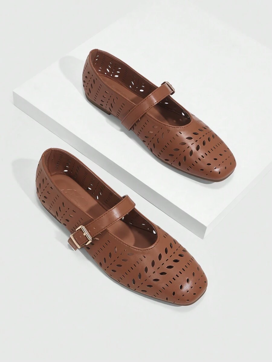 CUCCOO CHICEST Sophisticated Hollow Out Flat Shoes For Women, Fashionable And Comfortable With Square Toe And Flat Heel For Summer Elegant Flats Spring Shoes Spring Break Easter