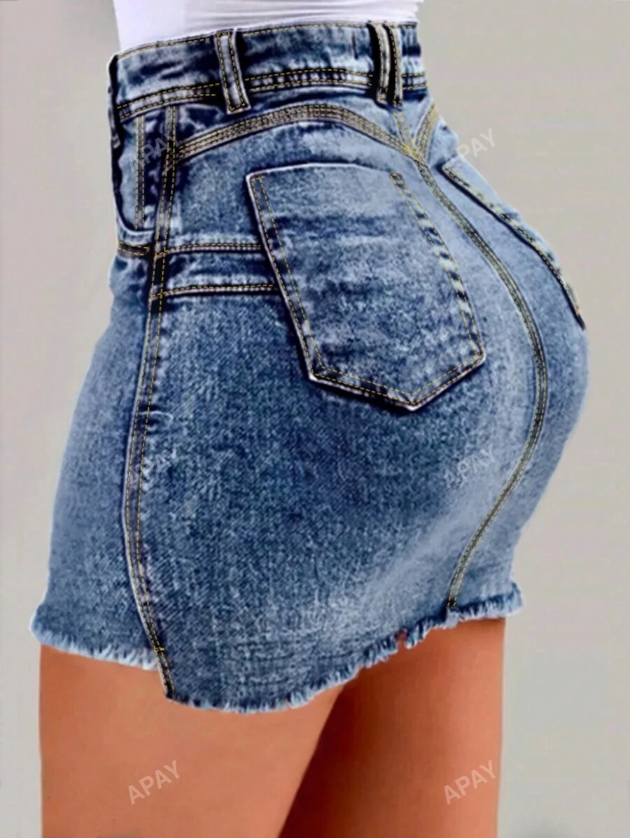 Sexy Women Denim Pencil Skirt With Slim-Fit And Bodycon Design