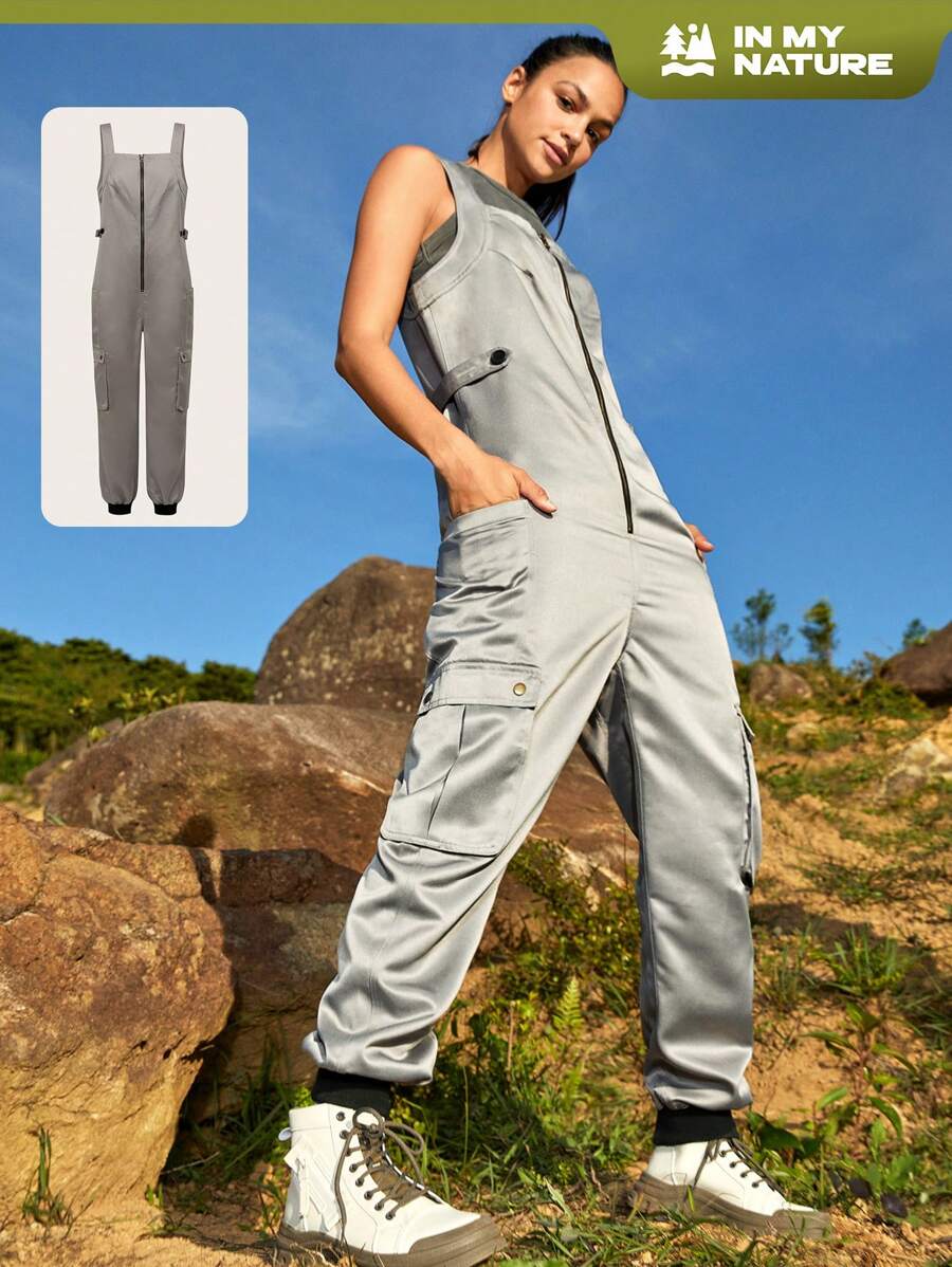 In My Nature In My Nature Women's Outdoor Zipper Design Adjustable Waist And Elastic Cuff Loose Fit Jumpsuit