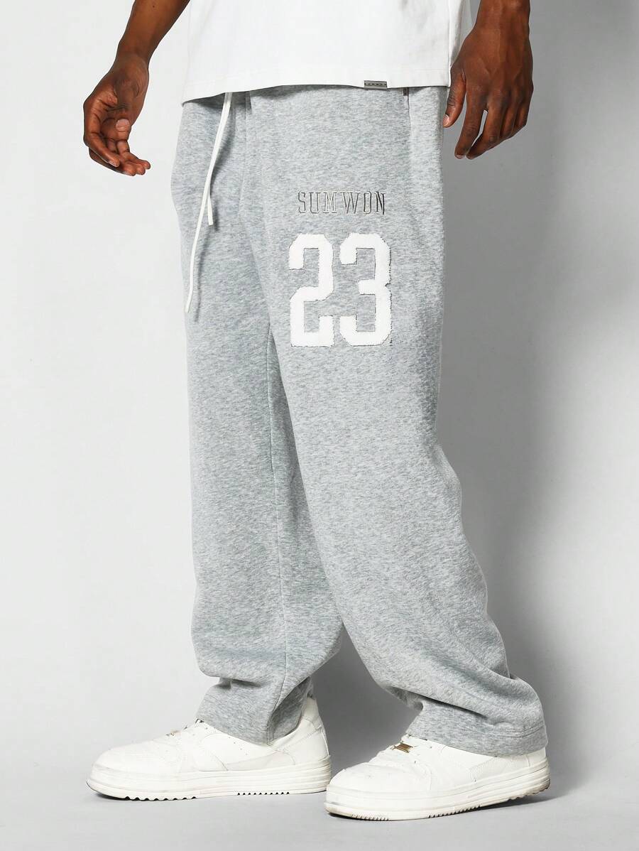 SUMWON Athletic Sweatpants Winter Training Jogger Collegiate Number Graphics Streetwear Fleece Exercise Workout Loungewear Comfortable Sports Bottoms