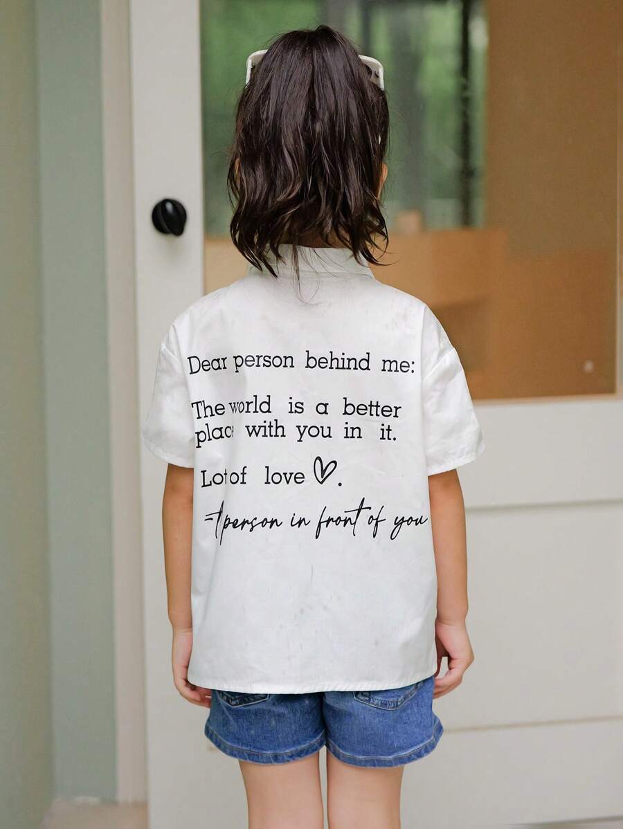 Young Girl Daily Casual Street Weave Short Sleeve Shirt Top