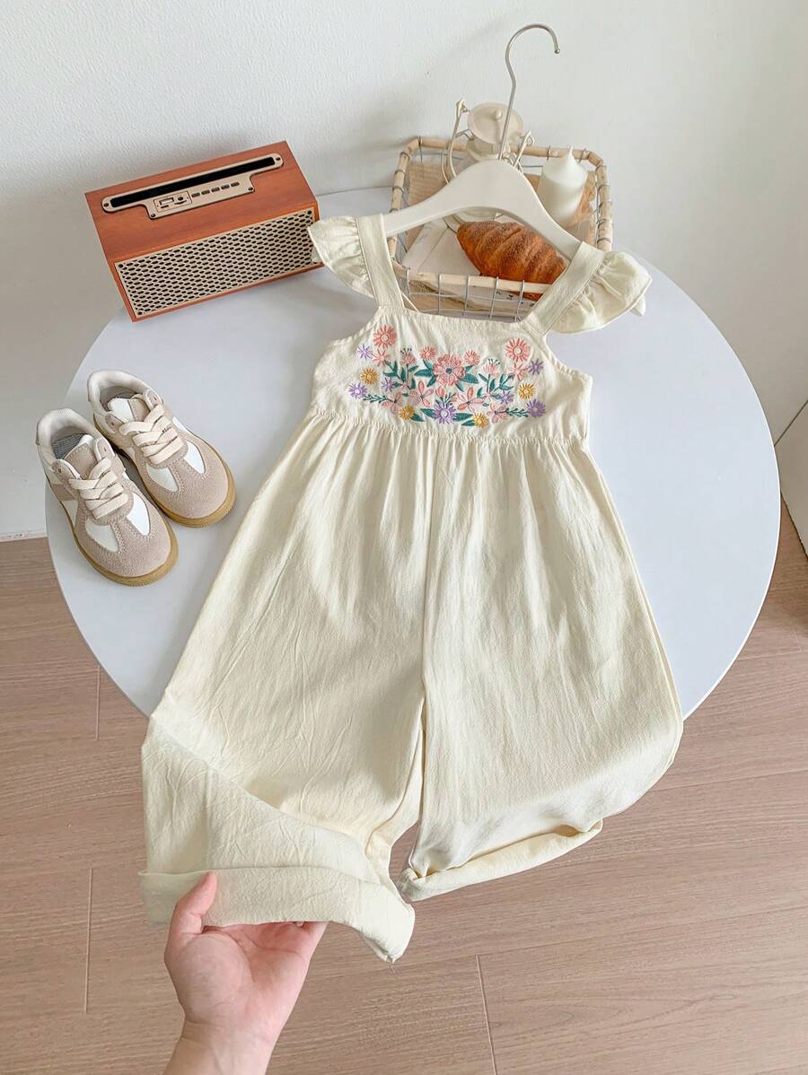 SHEIN LMoss Kids Peto informal holgado sin mangas de unicolor tejido con bordado para niñas jóvenes