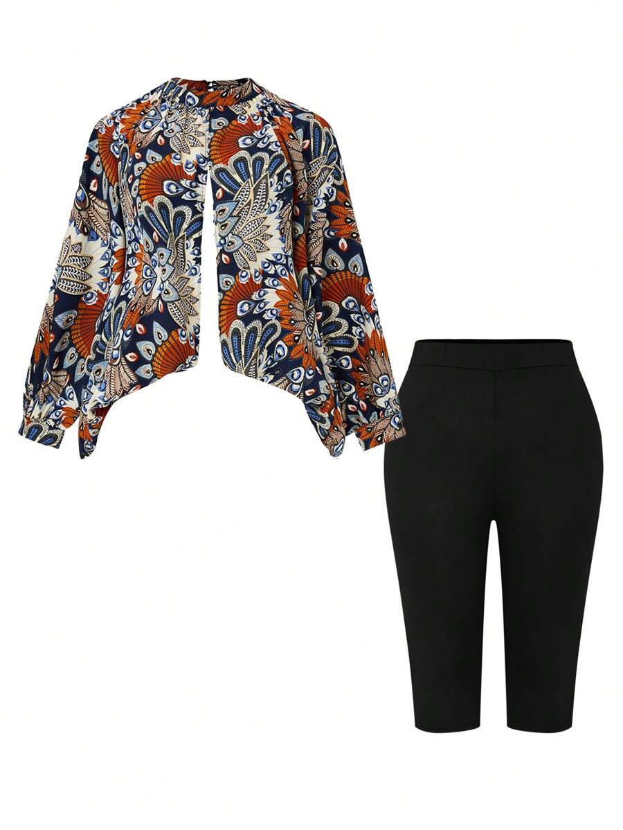 Plus Size Women Fashionable Loose Top And Shorts Two-Piece Set