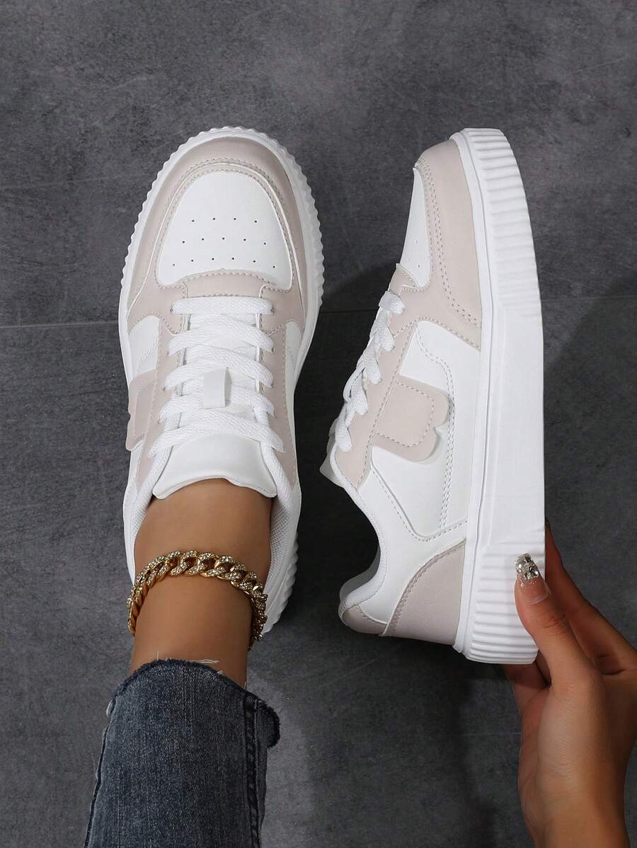 Damenschuhe, Damensportschuhe, modische weiße Schuhe, Straßenschuhe für Frauen, leichte Skateboard-Schuhe, Damen Low-Top Board-Schuhe