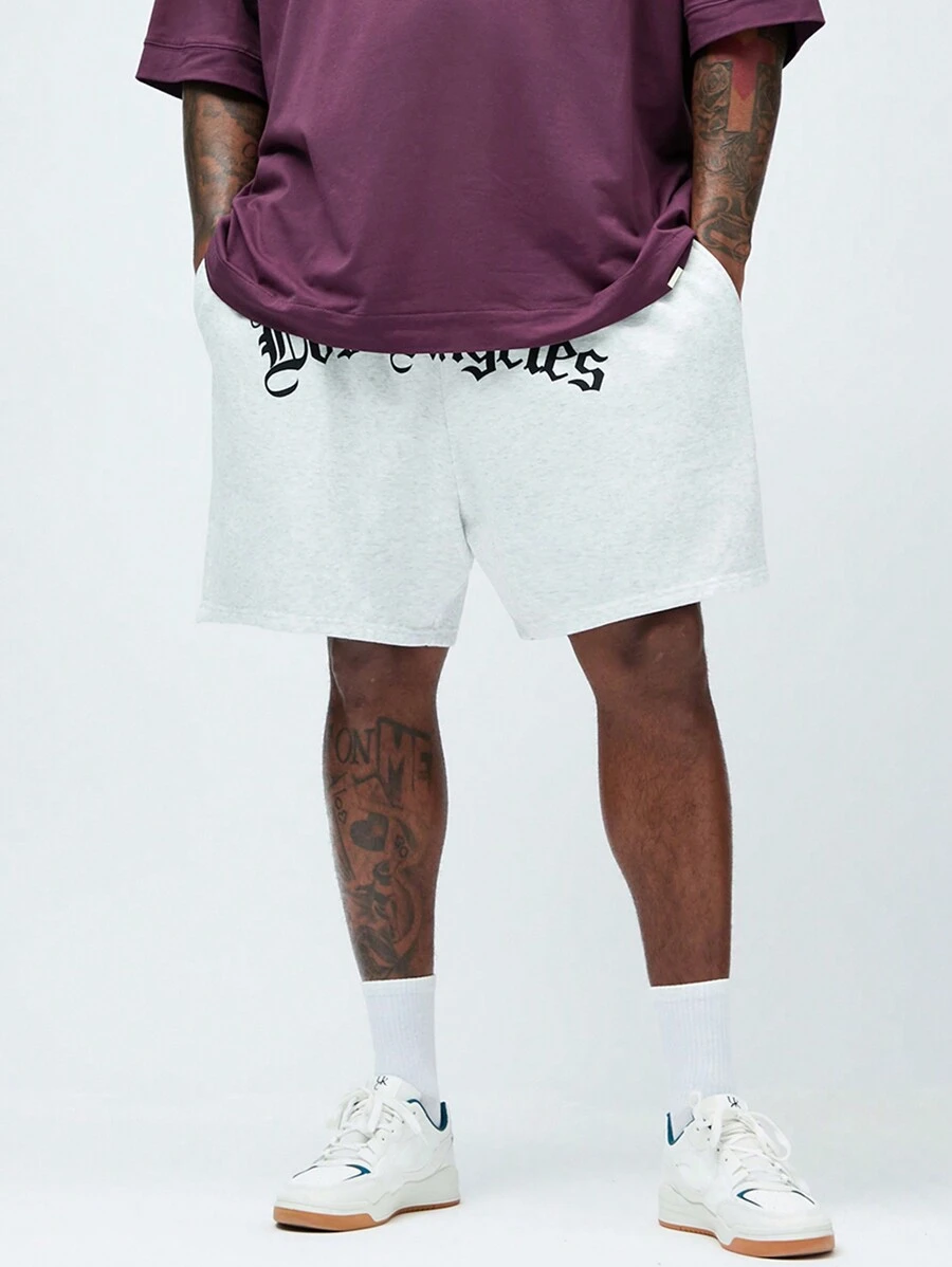 Manfinity VCAY Pantalones cortos rectos de punto de talla grande para hombres para uso casual