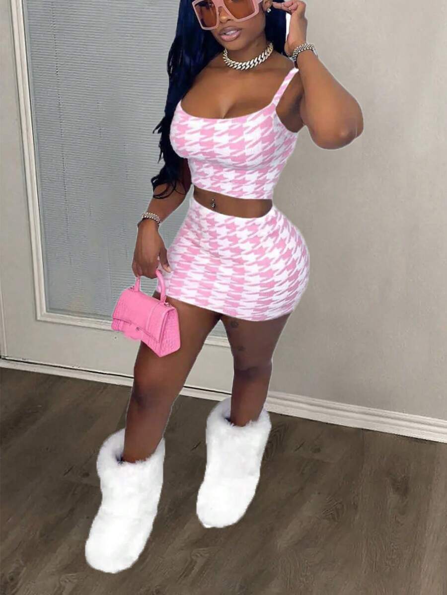 Slaydiva Bedrukte cami-tanktop en minirok