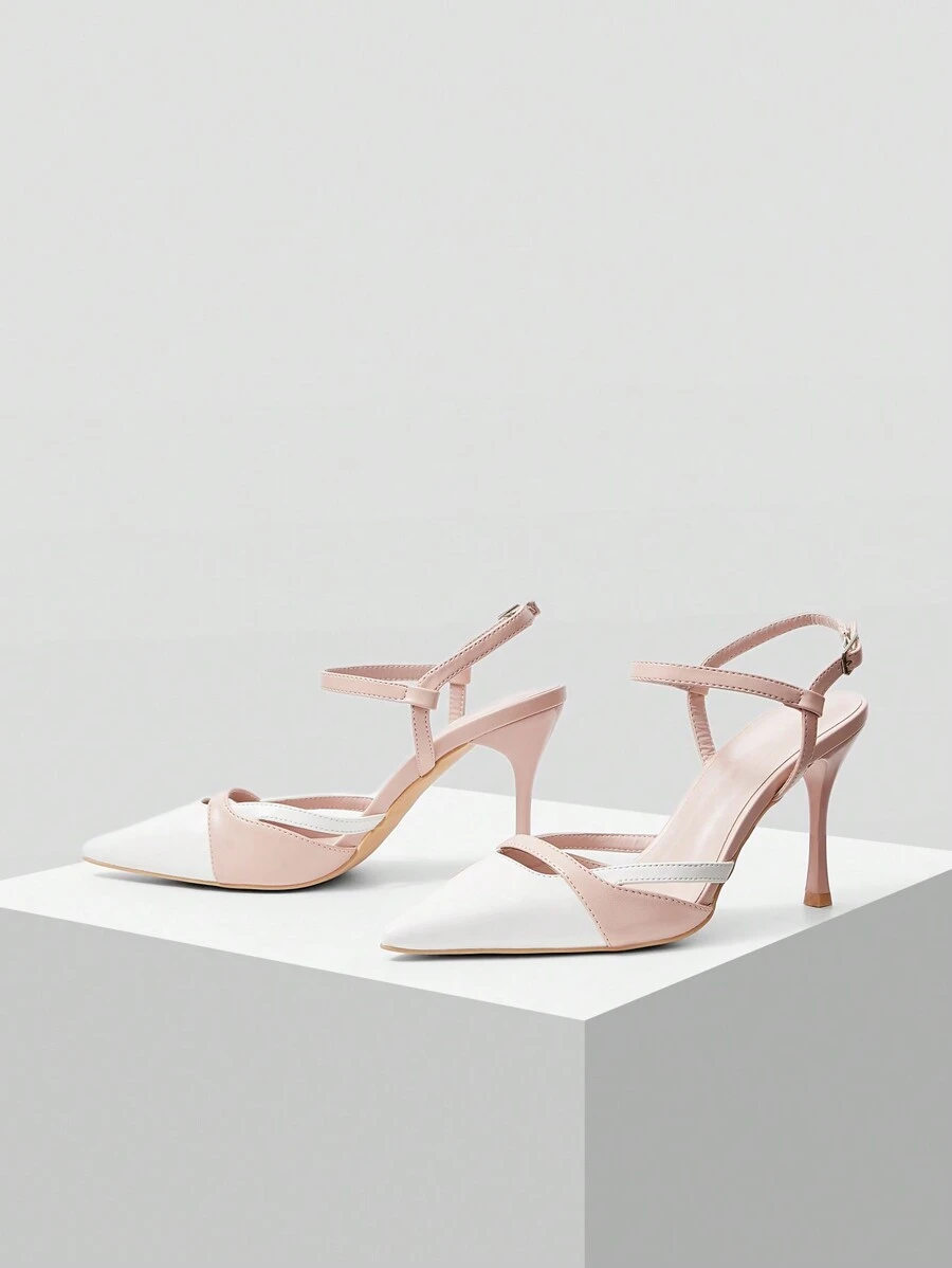 MOTF PREMIUM POINTED TOE STILETTO HIGH HEEL SHOES FOR WOMEN IN COLOR BLOCK, GRADUATION HEEL, PROM HEELS FOR SUMMER VACATION SHOES SUMMER HALLOWEEN CHRISTMAS FALL
