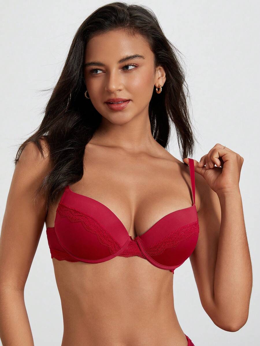 DesireSculpt Sujetador push up ribete con encaje
