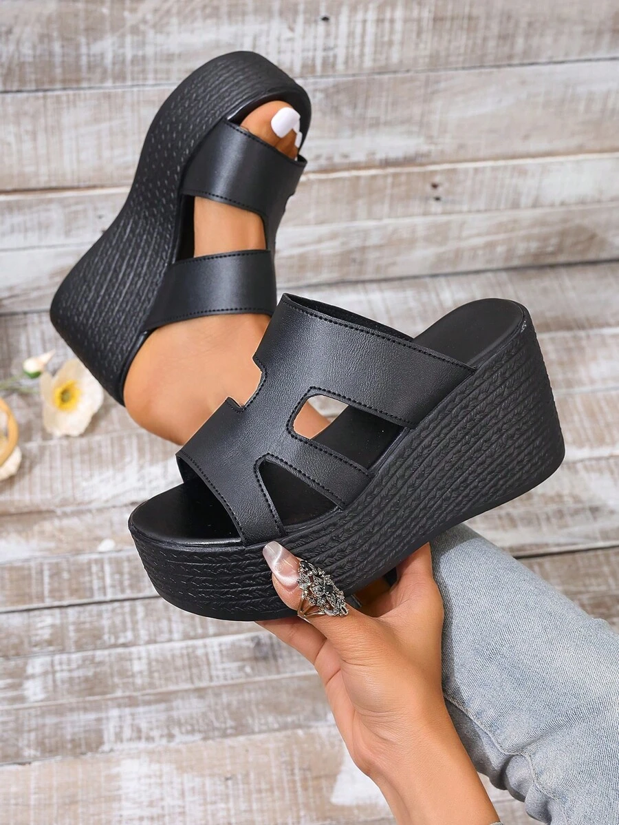 Women's Fashionable High-Top Platform Roman Sandals With Woven Straps