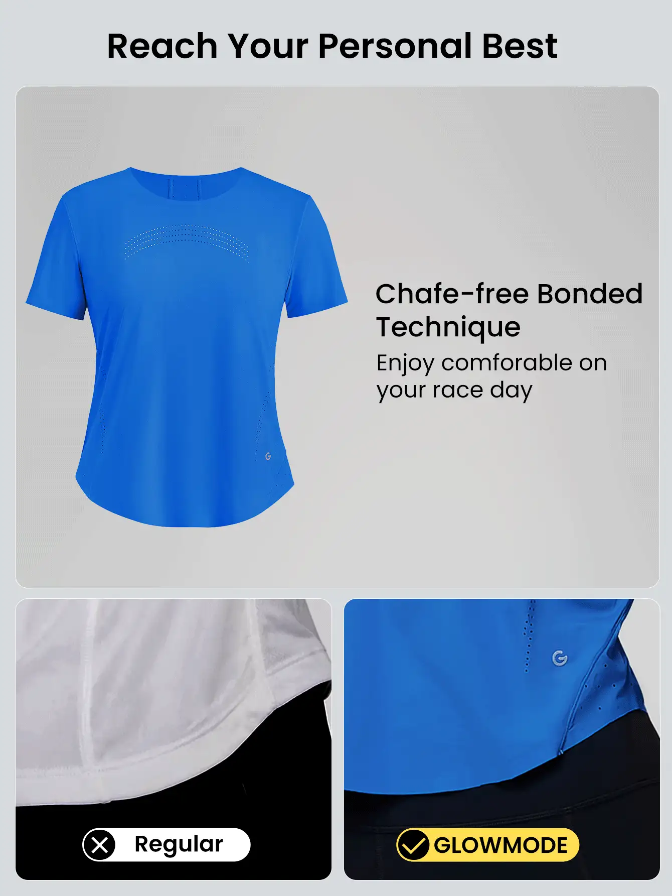 GLOWMODE Camiseta reflectante cortada con láser y de secado rápido OptiDry para entrenamiento de alta intensidad, jogging, running, ejercicios de gimnasio y ciclismo