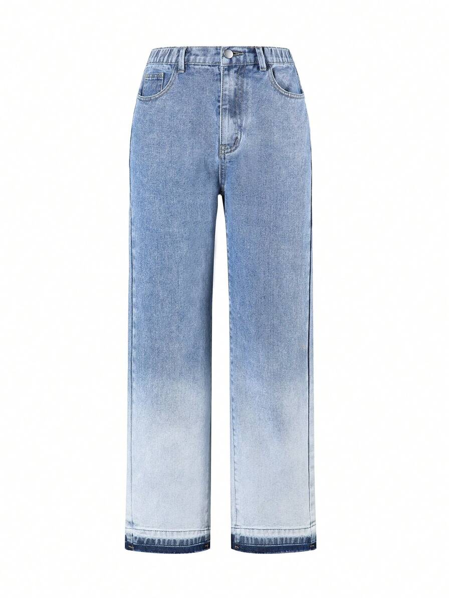Jeans rectos casuales para adolescente con lavado degradado