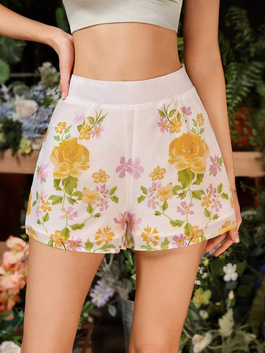 Aveloria Losvallende damesshort met print in vakantiestijl