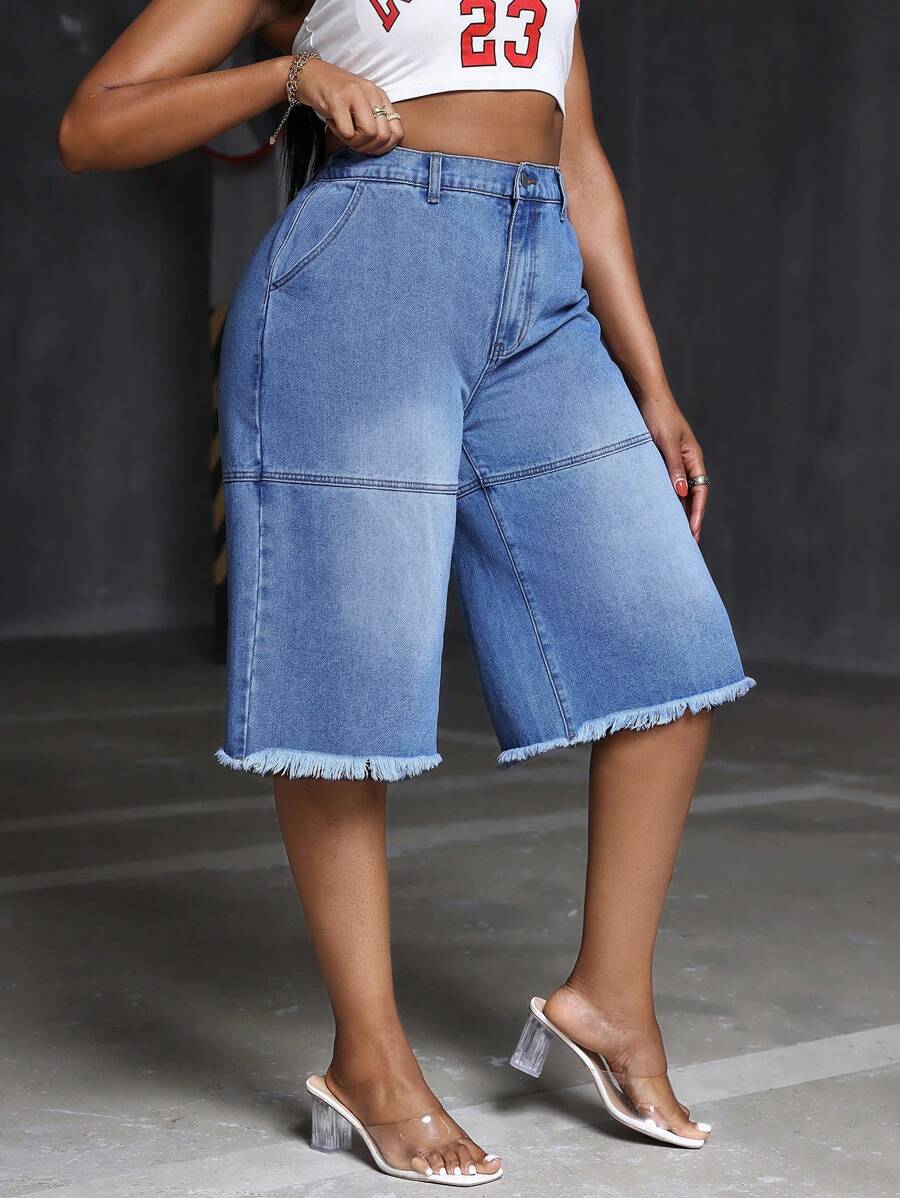 SHEIN SXY Plus Size Modne i wszechstronne dżinsy bez elastyczności