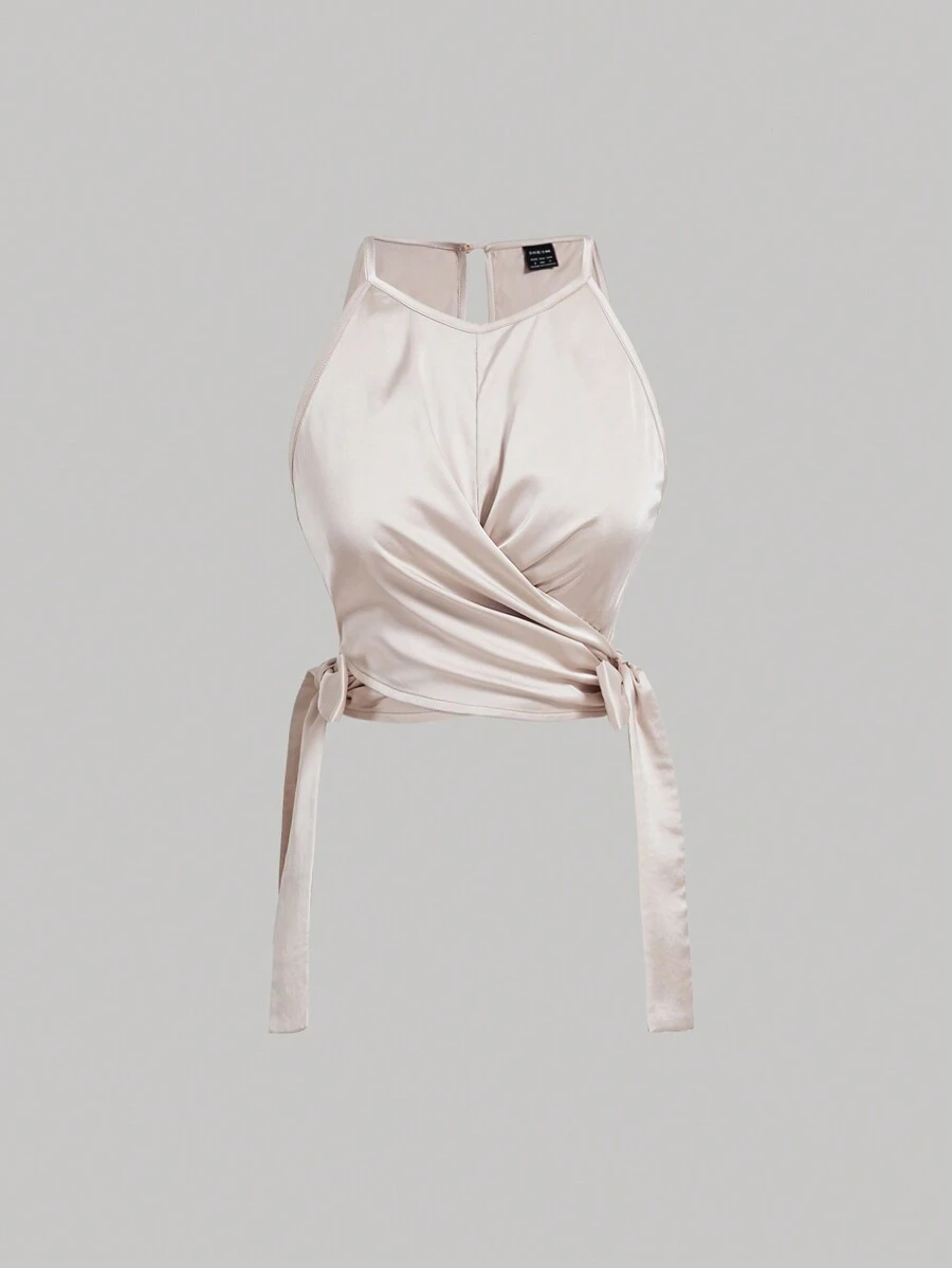 SHEIN MOD Vrouwen Vintage Abrikoos Mouwloos Knoop Top Voor Zomer Country Concert Outfit Crop Top