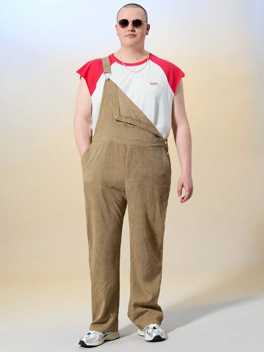 Manfinity NXTstreet Men's Plus Size Casual Knitted Solid Color Sleeveless Jumpsuit Trousers