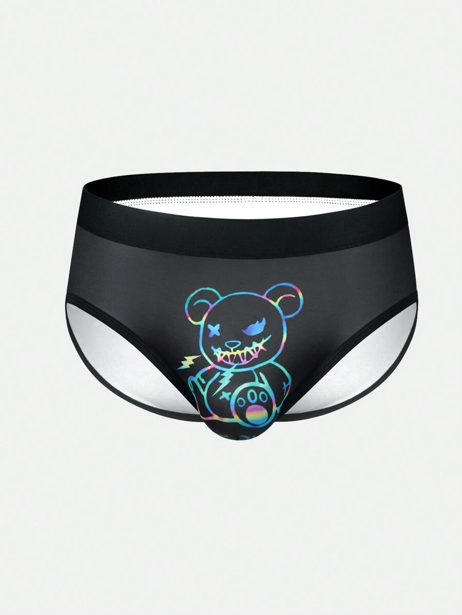 Ropa interior de triángulo cómoda para hombre con estampado digital de oso de peluche