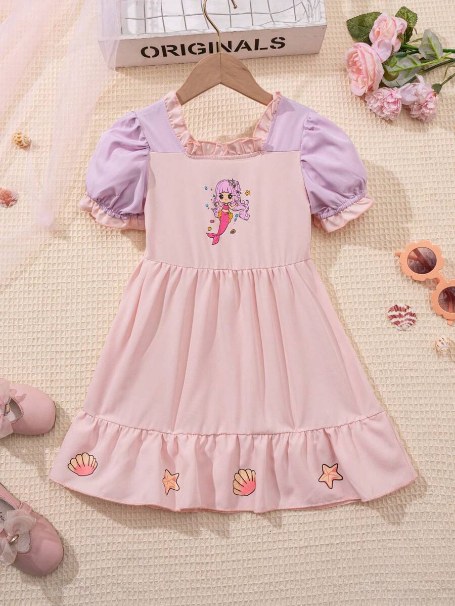 Abito da notte con maniche a bolle e maniche corte per ragazze, abbigliamento per la casa
