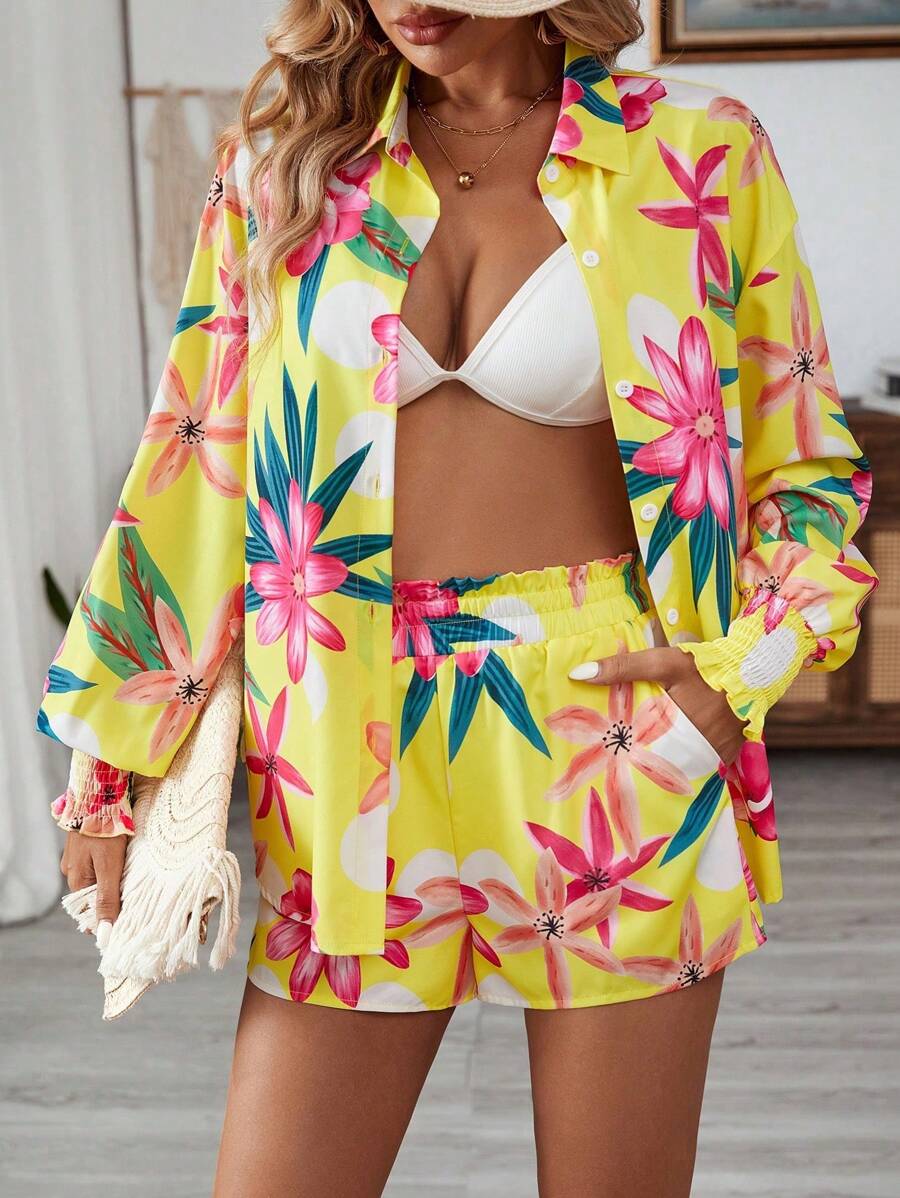Breezaya Hawaiiaanse stijl tropische print zomer shorts set van 2 stuks