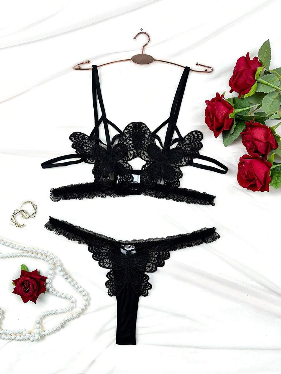 Classic Sexy Conjunto de lencería sexy para mujer inalámbrico de 2 piezas
