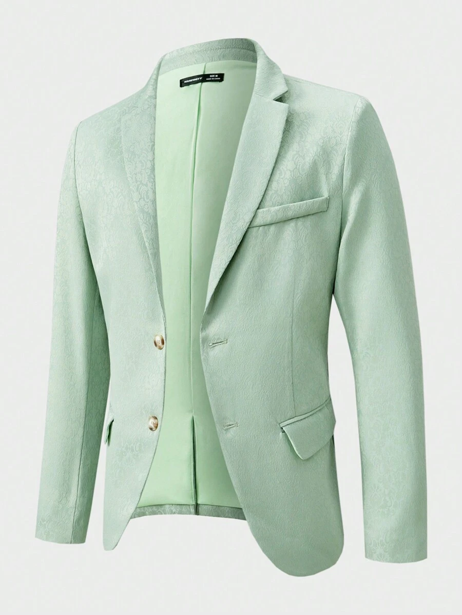 Manfinity VCAY Men's Fashion Business & Party Night Club Textured Pattern Lightweight Slim Fit Single Breasted Blazer Jacket