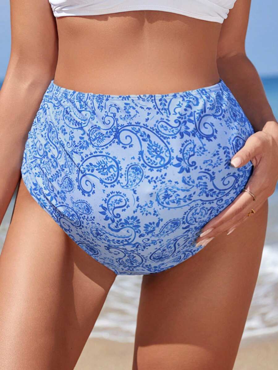 SHEIN Bottom de traje de baño de vacaciones de verano vintage estampado de paisley para maternidad