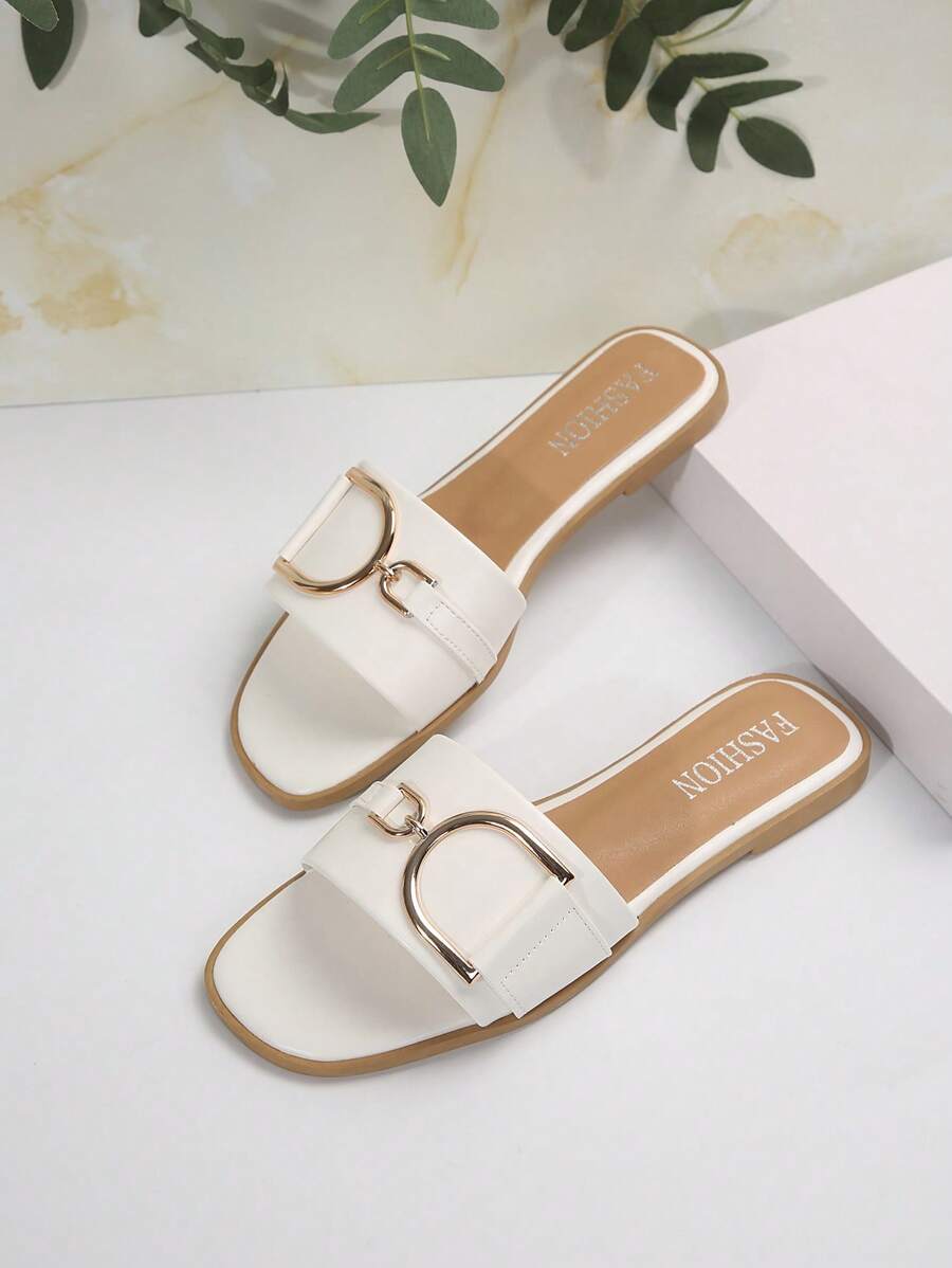 Women's Fashionable Flat Sandals, Casual Summer Shoes With Stylish Buckle Valentines