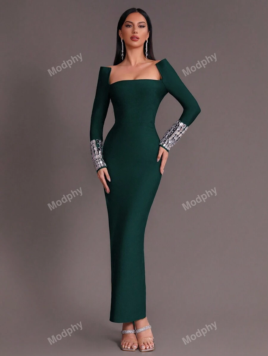Modphy New Rhinestone Bandage Strapless Dress, Ladies Formal Wedding Party Gown, Eid Celebration Dress,Evening,Wedding Guest