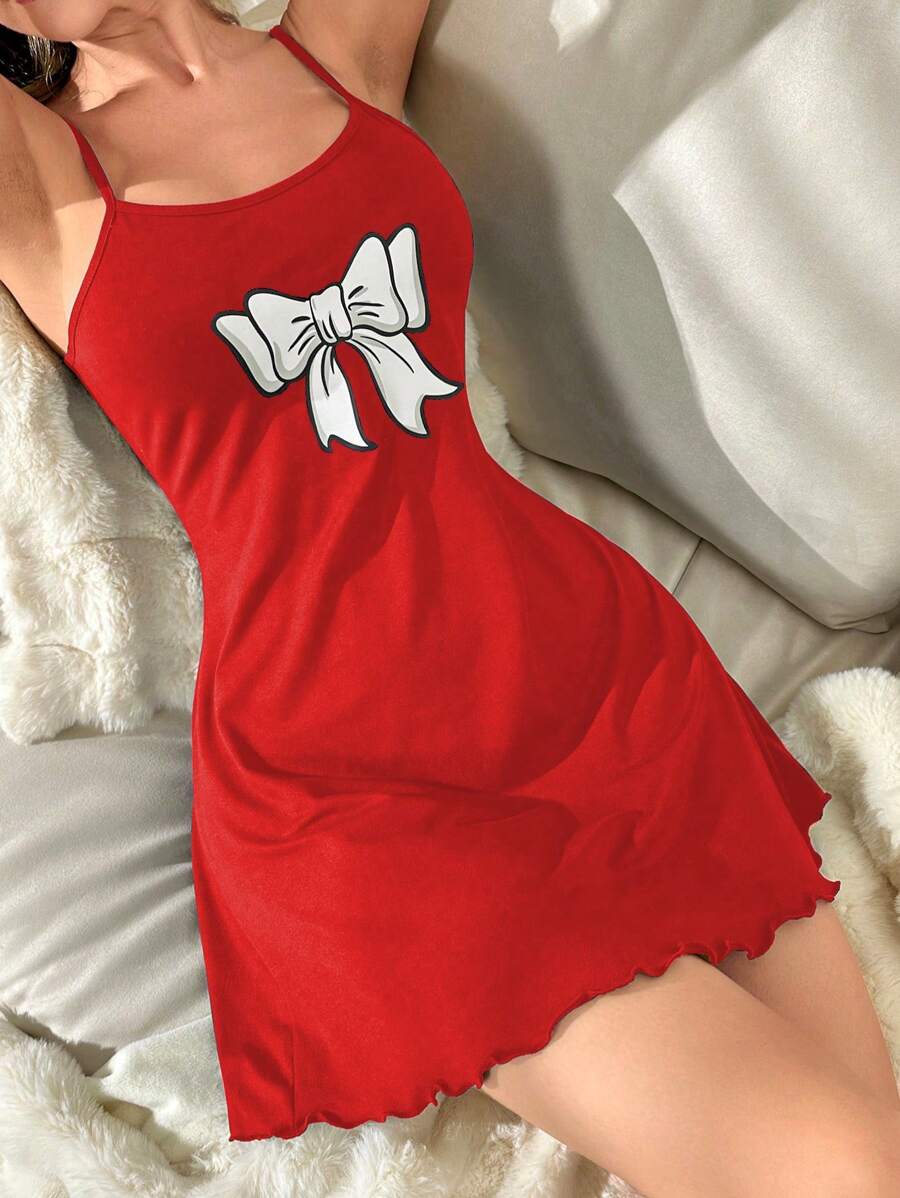 Vestido camisero de pijama con estampado de verano y lazo