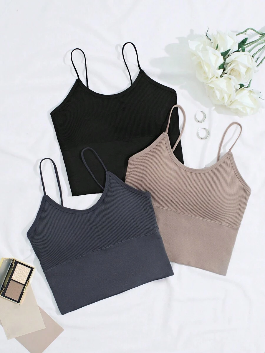 Shein Underwear&Sleepwear Basics Set de 3 sostenes sin costuras ni alambre para mujeres.