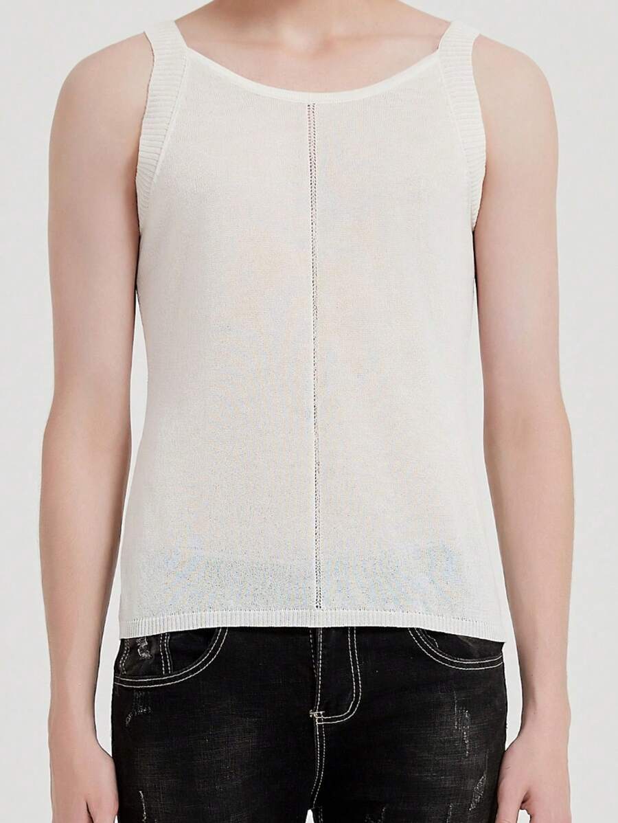 Manfinity Hypemode Débardeur en tricot à coupe ajustée unicolore pour hommes en été avec bretelles
