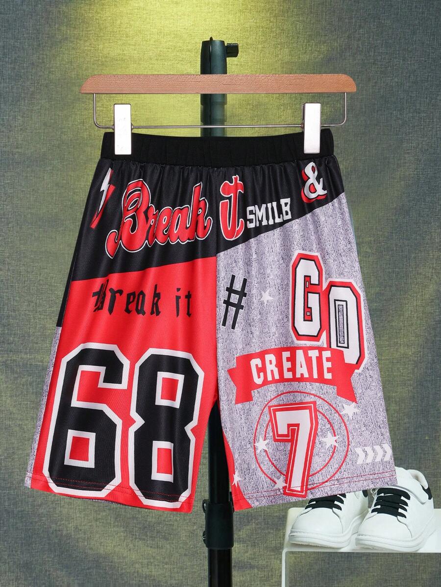 Tween Girl Colorful Letter Printed Sports Shorts