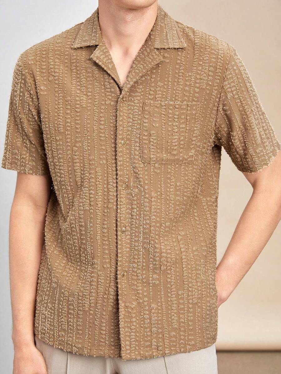 Manfinity VCAY Gebreid casual overhemd met korte mouwen voor heren