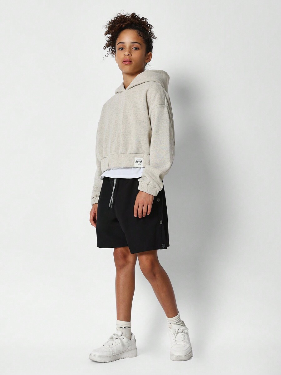 SUMWON Kids Crop Fit Essential Hoodie Back To School SHEIN USA