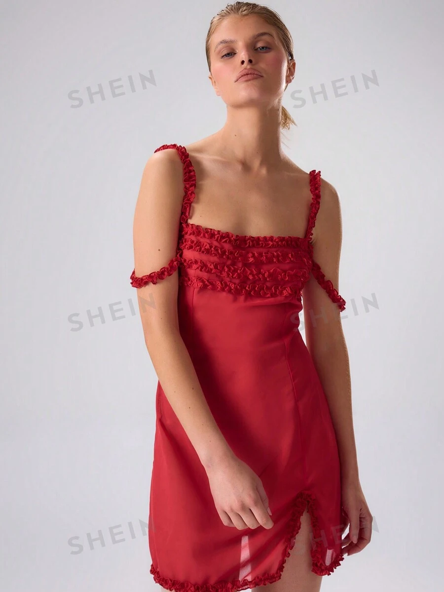 MUSERA Vestido mini con volantes de gasa, sexy y lindo para primavera y verano