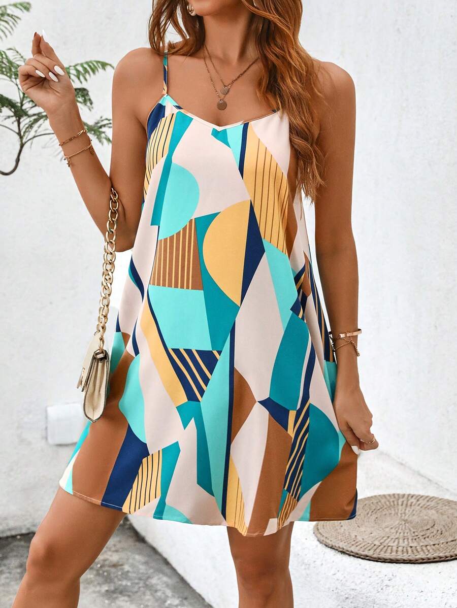 SHEIN LUNE Women's Summer Floral Printed Holiday Strappy Dress