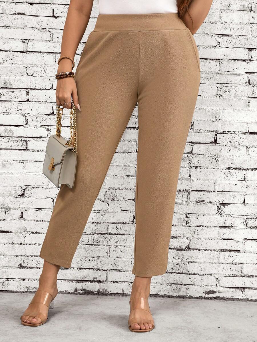 SHEIN LUNE Pantalon décontracté pour femmes de grande taille pour les déplacements quotidiens