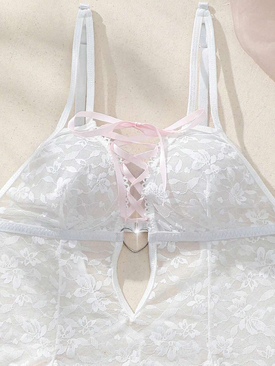 SHEIN Women S Lace Splice Strappy Sexy Lingerie Dress SHEIN UK