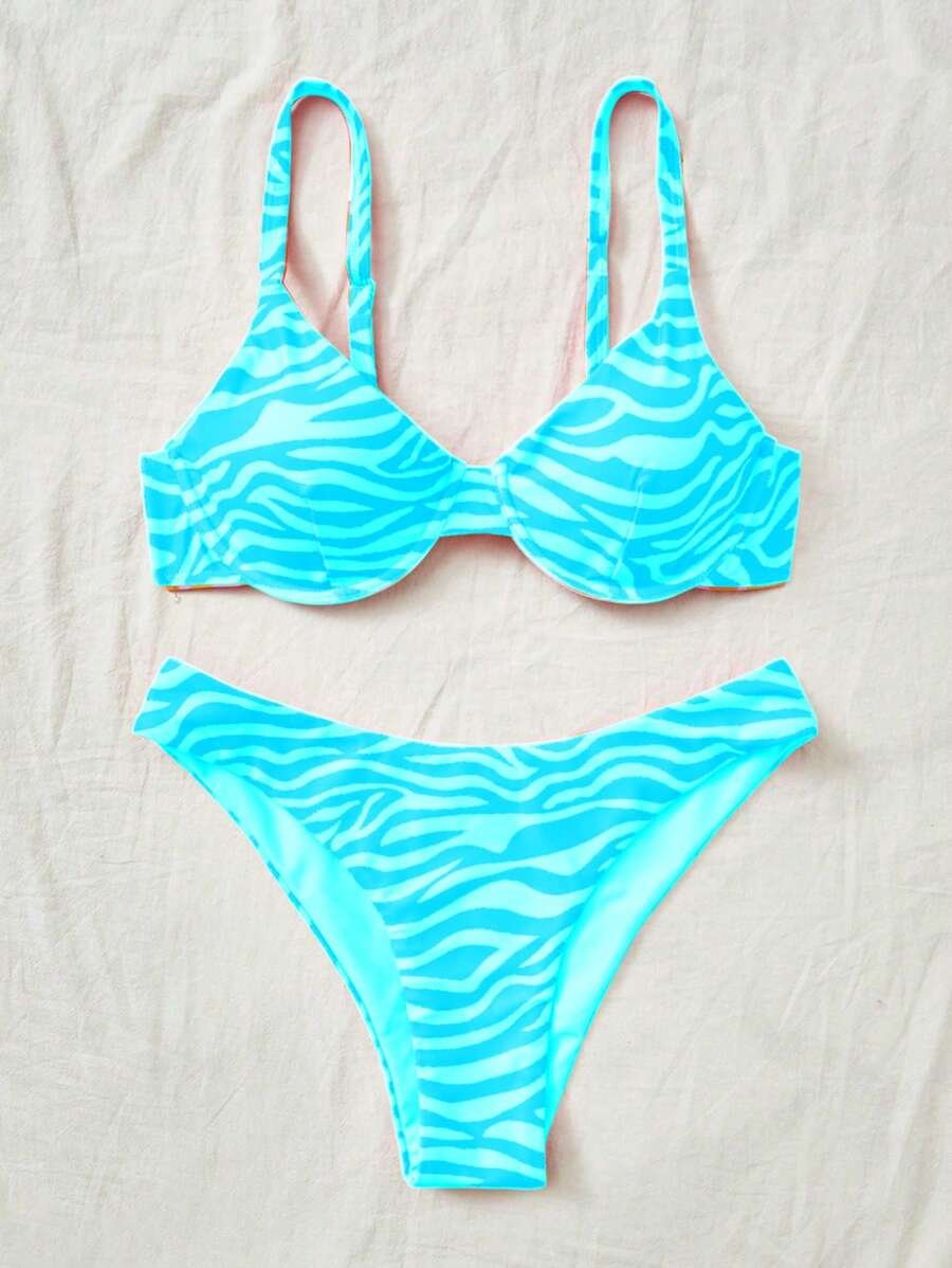 Swim Vcay 2PCS Women's Summer Beach Zebra Print Sexy Bikini Set 2025