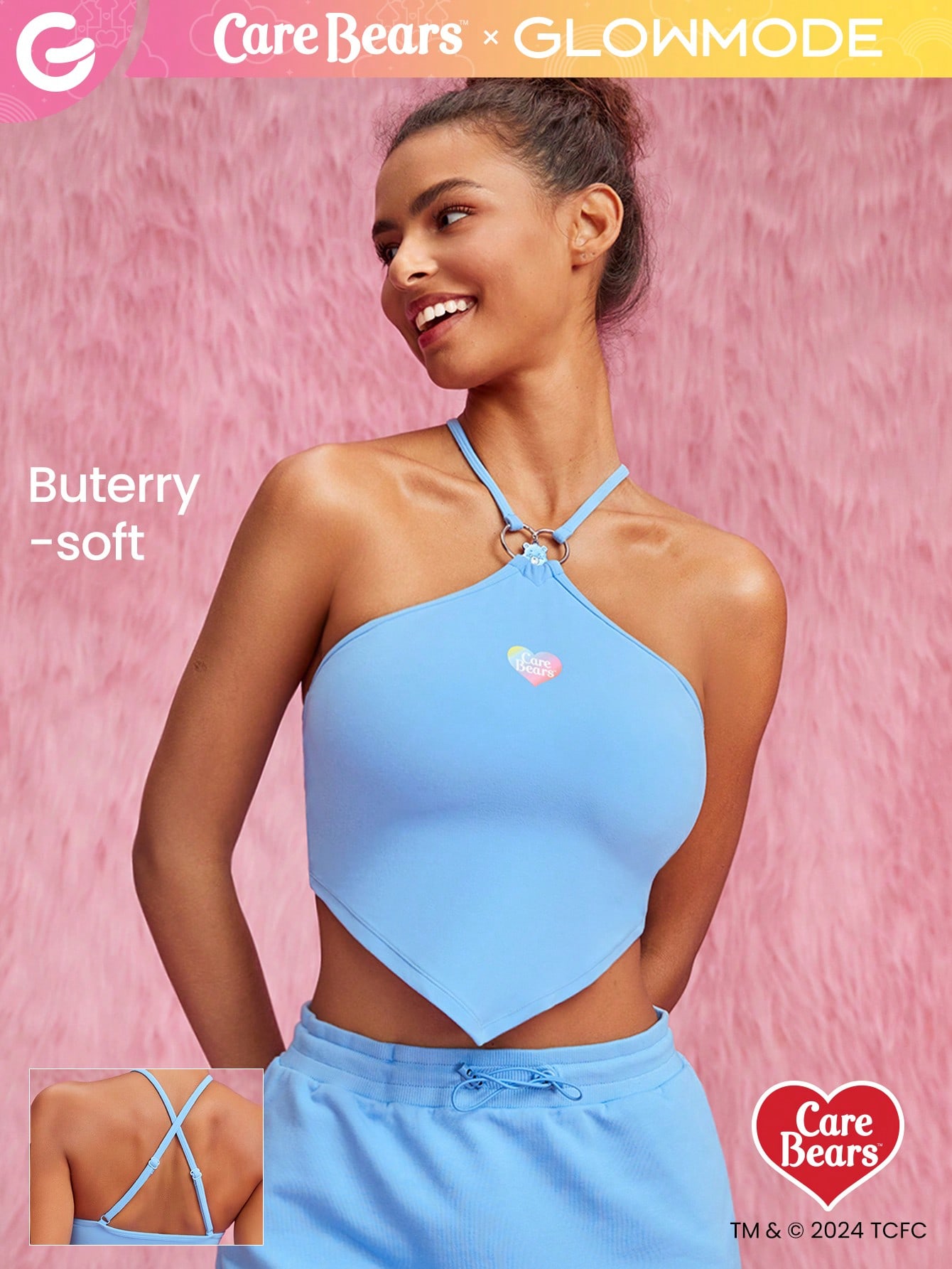 GLOWMODE X Care Bears™ FeatherFit™ Cross Halter Top Low