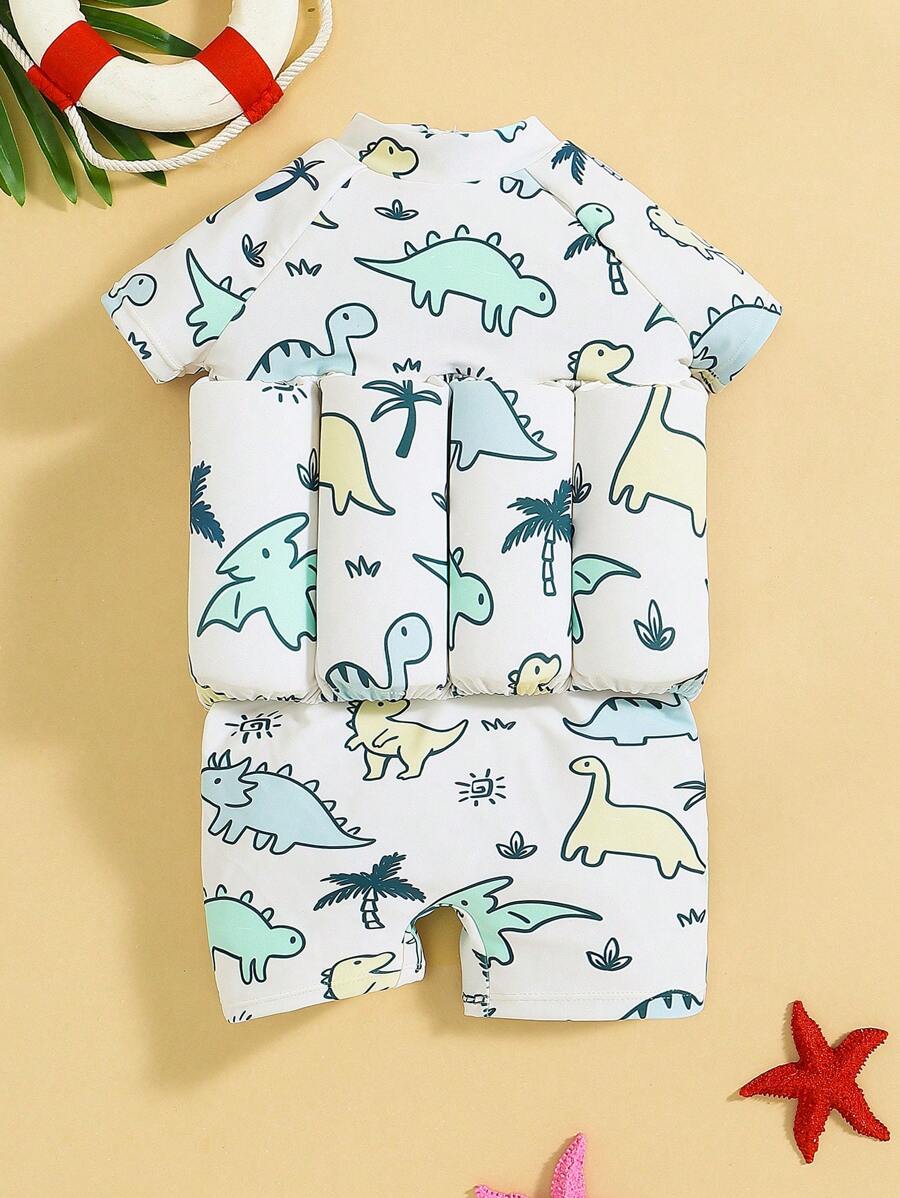 Baby Boy Cartoon Dinosaurus Patroon Gewatteerd Eendelig Badpak