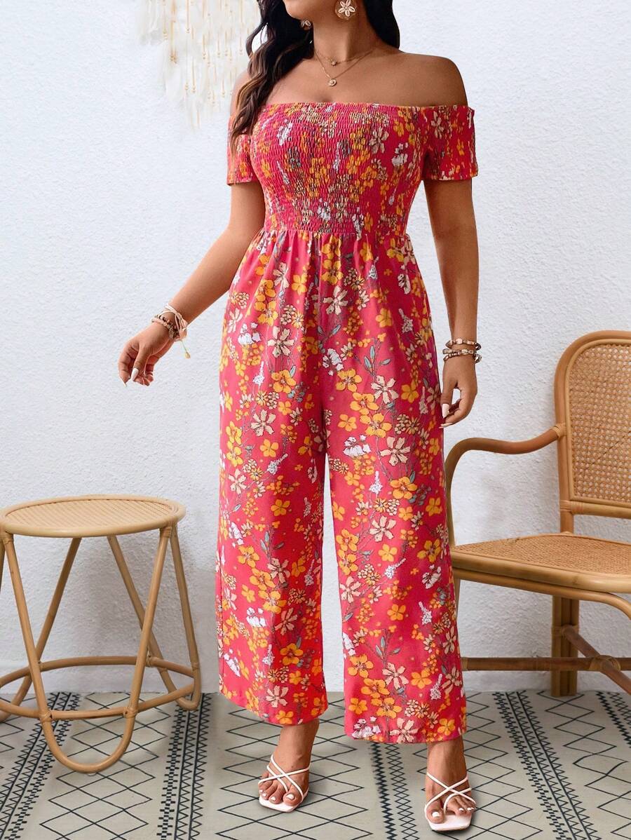 Breezaya Plus Size Off-Shoulder Vacation Casual Spring/Summer Jumpsuit