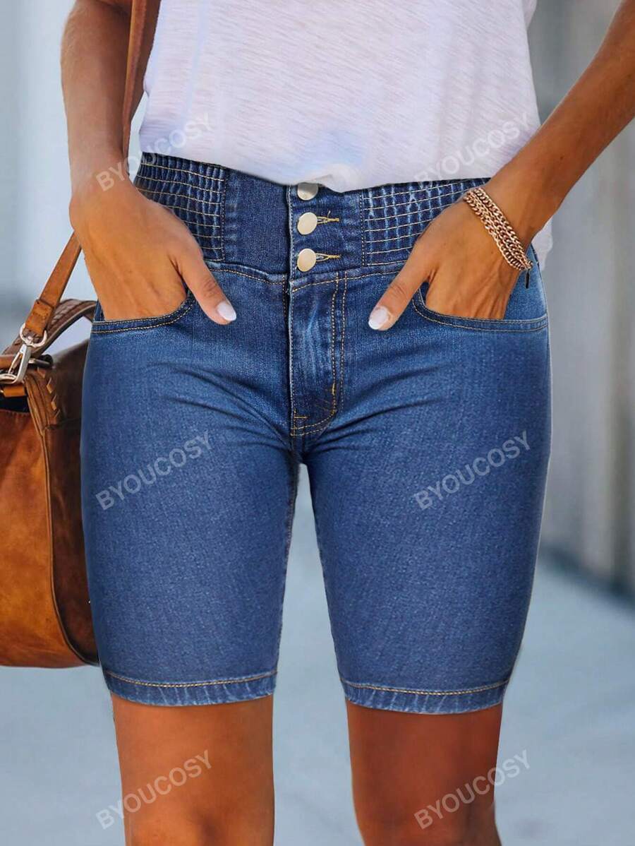 Jeans capris ajustados elásticos de cintura alta de estilo vintage para mujeres