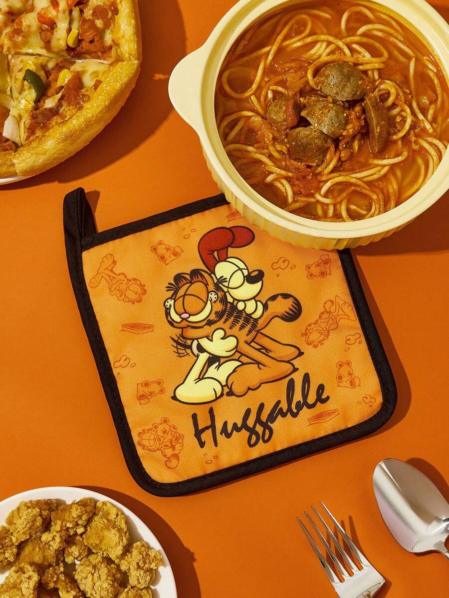 GARFIELD X SHEIN Cartoon Letter Print Contrast Binding Insulation Pad (Single Pack)