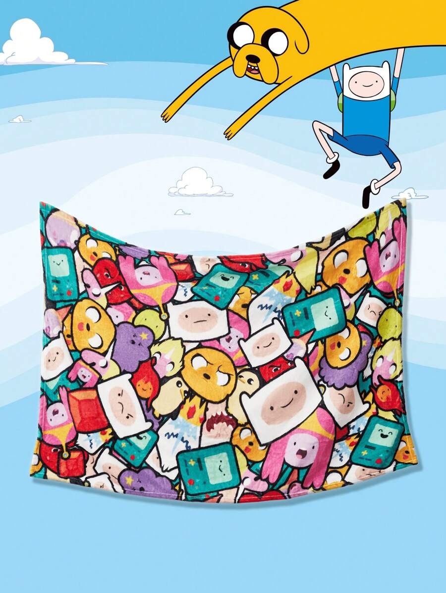 ADVENTURE TIME X SHEIN Cute Cartoon Allover Print Soft Plush Blanket, GIFTS